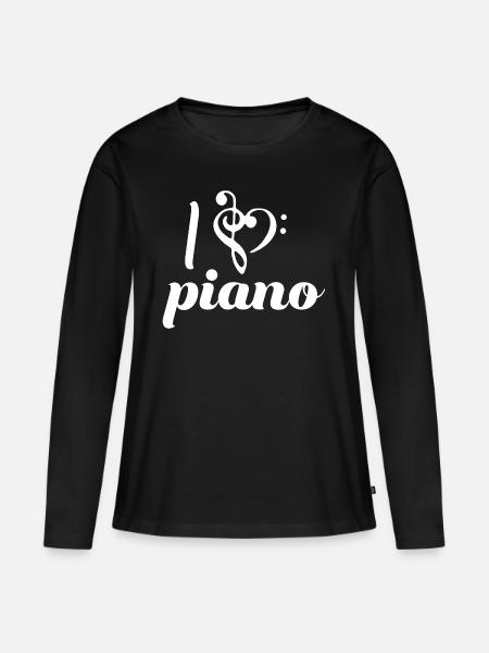 Klavier - Frauen Premium Bio Langarmshirt - Schwarz
