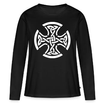 CELTIC CROSS WHITE - T-shirt manches longues Premium bio Femme - noir - Devant - Julia (174cm)