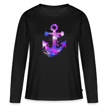 Anker - Frauen Premium Bio Langarmshirt - Schwarz - Vorne - Julia (174cm)
