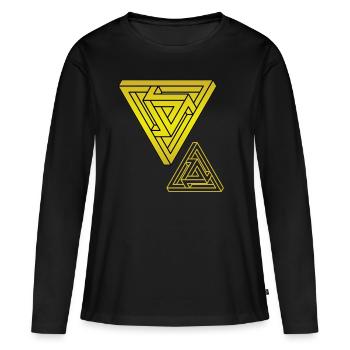 Illusion d’optique Triangle - T-shirt manches longues Premium bio Femme - noir - Devant - Julia (174cm)