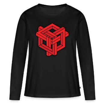 Illusion d’optique - T-shirt manches longues Premium bio Femme - noir - Devant - Julia (174cm)