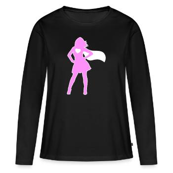 Fête des mères Power Woman Girl Meilleure Supermama - T-shirt manches longues Premium bio Femme - noir - Devant - Julia (174cm)