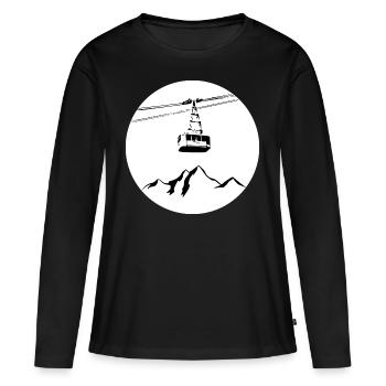 Montagne avec gondole noir - T-shirt manches longues Premium bio Femme - noir - Devant - Julia (174cm)