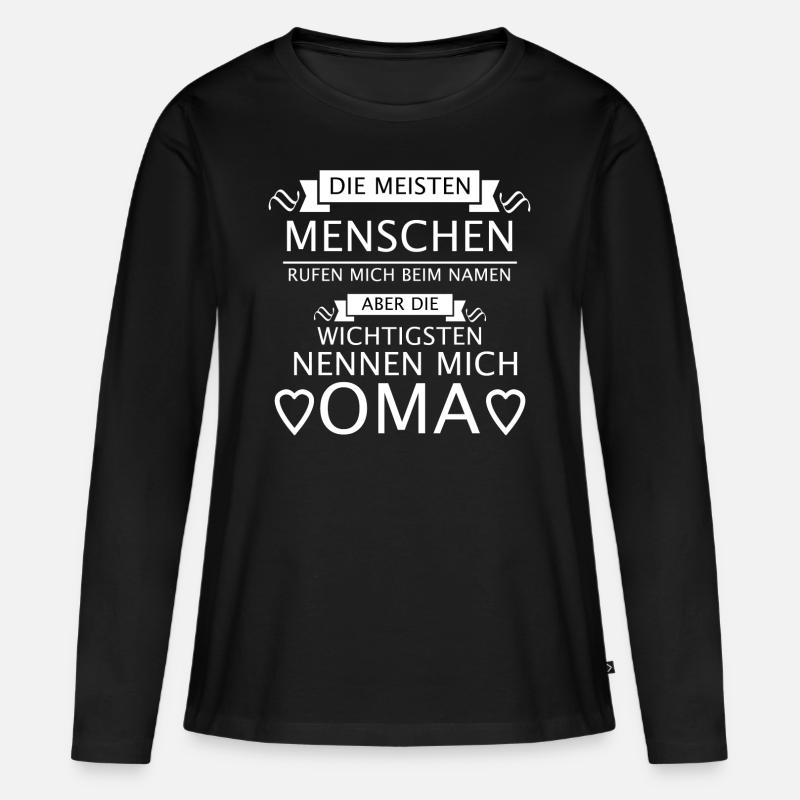 oma - Frauen Premium Bio Langarmshirt - Schwarz