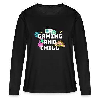 gaming and chill - Women's Premium Organic Long Sleeve Shirt - black - Front - Julia (174cm)