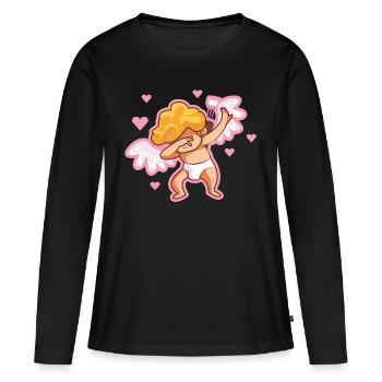 Amor dabbing valentin - T-shirt manches longues Premium bio Femme - noir - Devant - Julia (174cm)