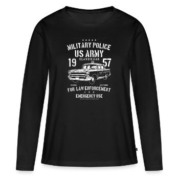 US Army classic car - Frauen Premium Bio Langarmshirt - Schwarz - Vorne - Julia (174cm)