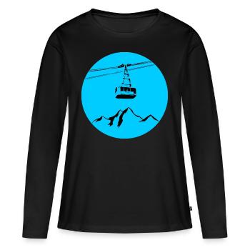 Montagne avec gondole bleu noir - T-shirt manches longues Premium bio Femme - noir - Devant - Julia (174cm)