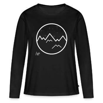 Montagnes et ciel étoilé - T-shirt manches longues Premium bio Femme - noir - Devant - Julia (174cm)