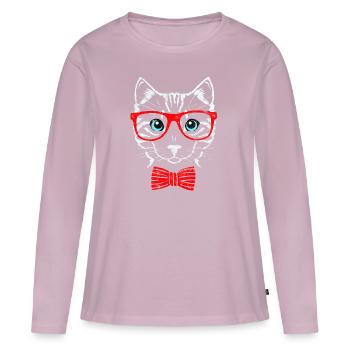 Lunettes de chat - T-shirt manches longues Premium bio Femme - rose poudré - Devant - Julia (174cm)