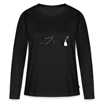 Pinguin Mountainbike fahrrad tierwelt - Frauen Premium Bio Langarmshirt - Schwarz - Vorne - Julia (174cm)