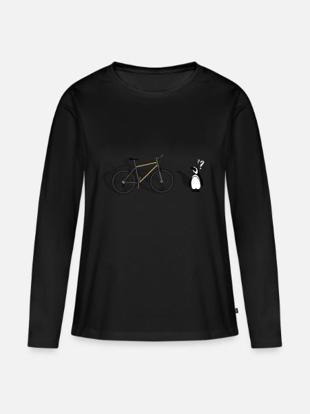 Pinguin Mountainbike fahrrad tierwelt - Frauen Premium Bio Langarmshirt - Schwarz
