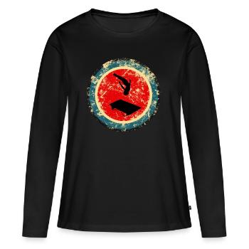 trampolin springen trampolining - Frauen Premium Bio Langarmshirt - Schwarz - Vorne - Julia (174cm)