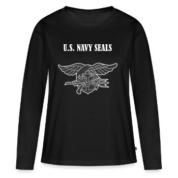 Navy Seals - T-shirt manches longues Premium bio Femme - noir - Devant - Julia (174cm)