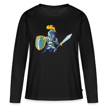 bande dessinée chevalier moyen age - T-shirt manches longues Premium bio Femme - noir - Devant - Julia (174cm)