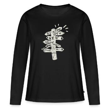 reisen spruch reise - Frauen Premium Bio Langarmshirt - Schwarz - Vorne - Julia (174cm)