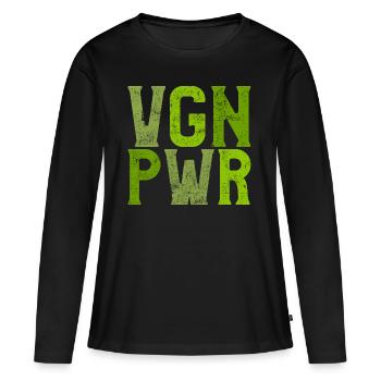 Force végétalienne disant - T-shirt manches longues Premium bio Femme - noir - Devant - Julia (174cm)