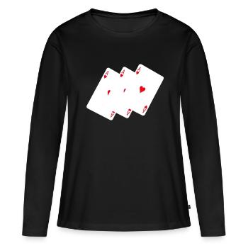 Spielkarten Ass - Frauen Premium Bio Langarmshirt - Schwarz - Vorne - Julia (174cm)