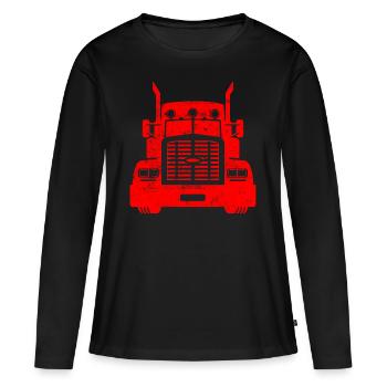 Truck lkw lastwagen fernfahrer - Frauen Premium Bio Langarmshirt - Schwarz - Vorne - Julia (174cm)