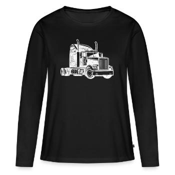 Truck lkw lastwagen fernfahrer - Frauen Premium Bio Langarmshirt - Schwarz - Vorne - Julia (174cm)