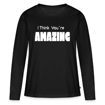 AMAZING YOG MICHAEL, cadeau - T-shirt manches longues Premium bio Femme - noir - Devant - Julia (174cm)
