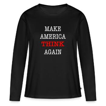 Anti  America Pense encore Fuck You Donald - T-shirt manches longues Premium bio Femme - noir - Devant - Julia (174cm)