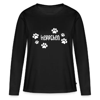 Herrchen Partnerdesign - Frauen Premium Bio Langarmshirt - Schwarz - Vorne - Julia (174cm)