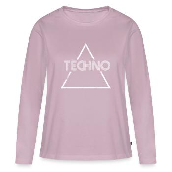 Musique techno - T-shirt manches longues Premium bio Femme - rose poudré - Devant - Julia (174cm)