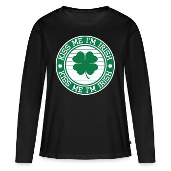 embrasse moi je suis irlandais - T-shirt manches longues Premium bio Femme - noir - Devant - Julia (174cm)