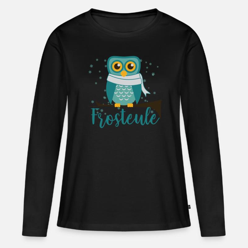 Frosteule süss kalt frost Eule - Frauen Premium Bio Langarmshirt - Schwarz