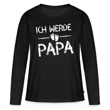Ich werde Papa Fußabdruck - Frauen Premium Bio Langarmshirt - Schwarz - Vorne - Julia (174cm)