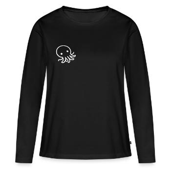 Liegender Oktopus One Line Meeresmotiv - Frauen Premium Bio Langarmshirt - Schwarz - Vorne - Julia (174cm)