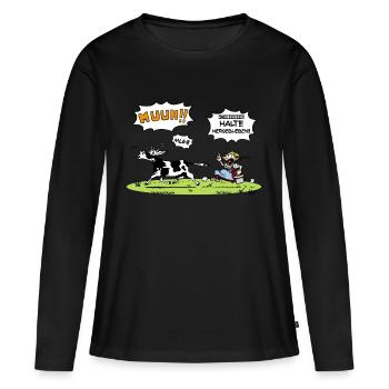 Zenzi von der Alm mit Kuh - Frauen Premium Bio Langarmshirt - Schwarz - Vorne - Julia (174cm)