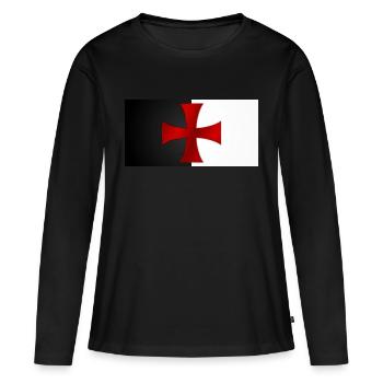 Croix des Templiers - Tatzenkreuz - Drapeau des Templiers - T-shirt manches longues Premium bio Femme - noir - Devant - Julia (174cm)