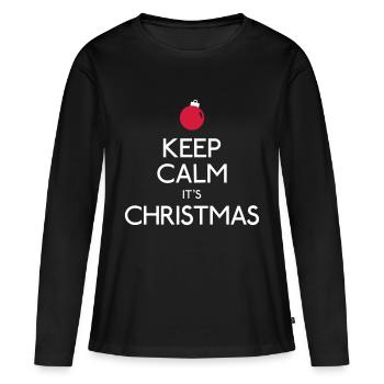 keep calm christmas - T-shirt manches longues Premium bio Femme - noir - Devant - Julia (174cm)