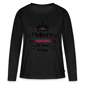 meilleure nounou,cadeau nourrice,super nounou - T-shirt manches longues Premium bio Femme - noir - Devant - Julia (174cm)
