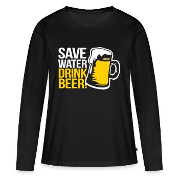 ÉCONOMISEZ DE L'EAU BOIRE DE LA BIERE SPORTS DE BOISSON VENTILATEUR T-SHIRT - T-shirt manches longues Premium bio Femme - noir - Devant - Julia (174cm)