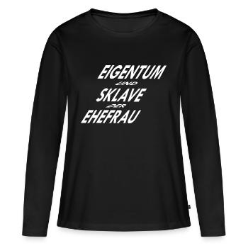 Propriété et esclave de la femme - T-shirt manches longues Premium bio Femme - noir - Devant - Julia (174cm)