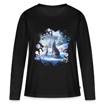 Freunde (Winterzauber) - Frauen Premium Bio Langarmshirt - Schwarz - Vorne - Julia (174cm)