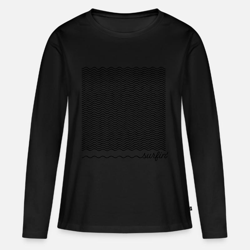 surfin' - Frauen Premium Bio Langarmshirt - Schwarz