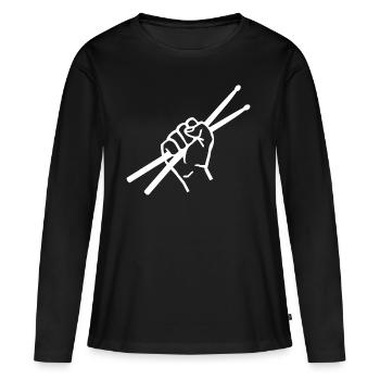 Schlagzeuger - Frauen Premium Bio Langarmshirt - Schwarz - Vorne - Julia (174cm)