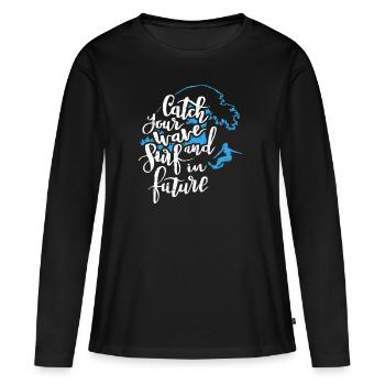 Surf into the future - Women's Premium Organic Long Sleeve Shirt - black - Front - Julia (174cm)