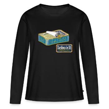 sardines in oil - T-shirt manches longues Premium bio Femme - noir - Devant - Julia (174cm)
