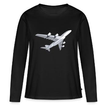 Avion Avion de passagers Avion à réaction - T-shirt manches longues Premium bio Femme - noir - Devant - Julia (174cm)