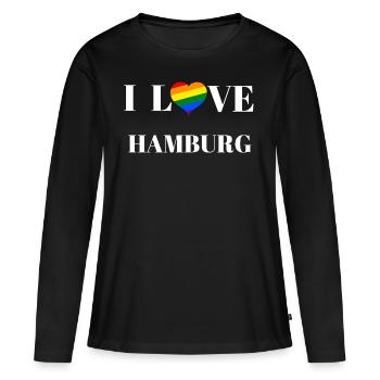 Hamburg - Idée cadeau - T-shirt manches longues Premium bio Femme - noir - Devant - Julia (174cm)