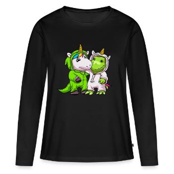 Cadeau pour bébé Dinosaur Unicorn Bestfriends - T-shirt manches longues Premium bio Femme - noir - Devant - Julia (174cm)