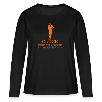 BONHEUR - PAS DE RENDEZ-VOUS ET FACILE À UN - T-shirt manches longues Premium bio Femme - noir - Devant - Julia (174cm)