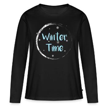 Heure d'hiver - T-shirt manches longues Premium bio Femme - noir - Devant - Julia (174cm)