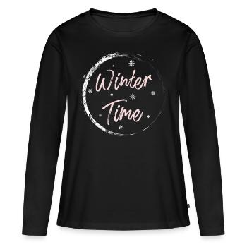 Heure d'hiver - T-shirt manches longues Premium bio Femme - noir - Devant - Julia (174cm)