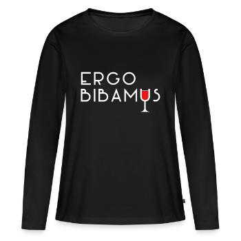 ergo bibamus Latein - Frauen Premium Bio Langarmshirt - Schwarz - Vorne - Julia (174cm)